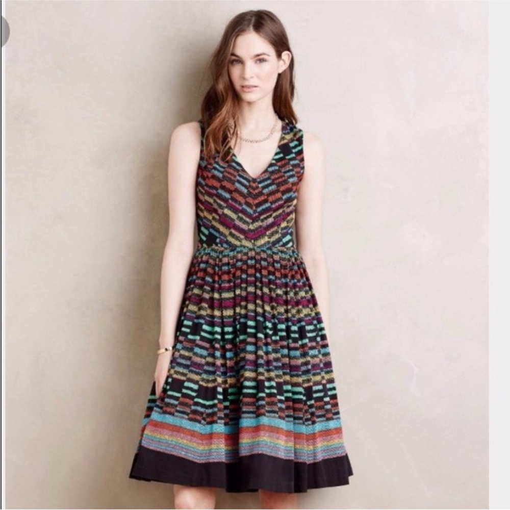 Plenty by Tracy Reese Anthro Black/Multicolored Artsy Amoret Dolce Vita Dress 8
